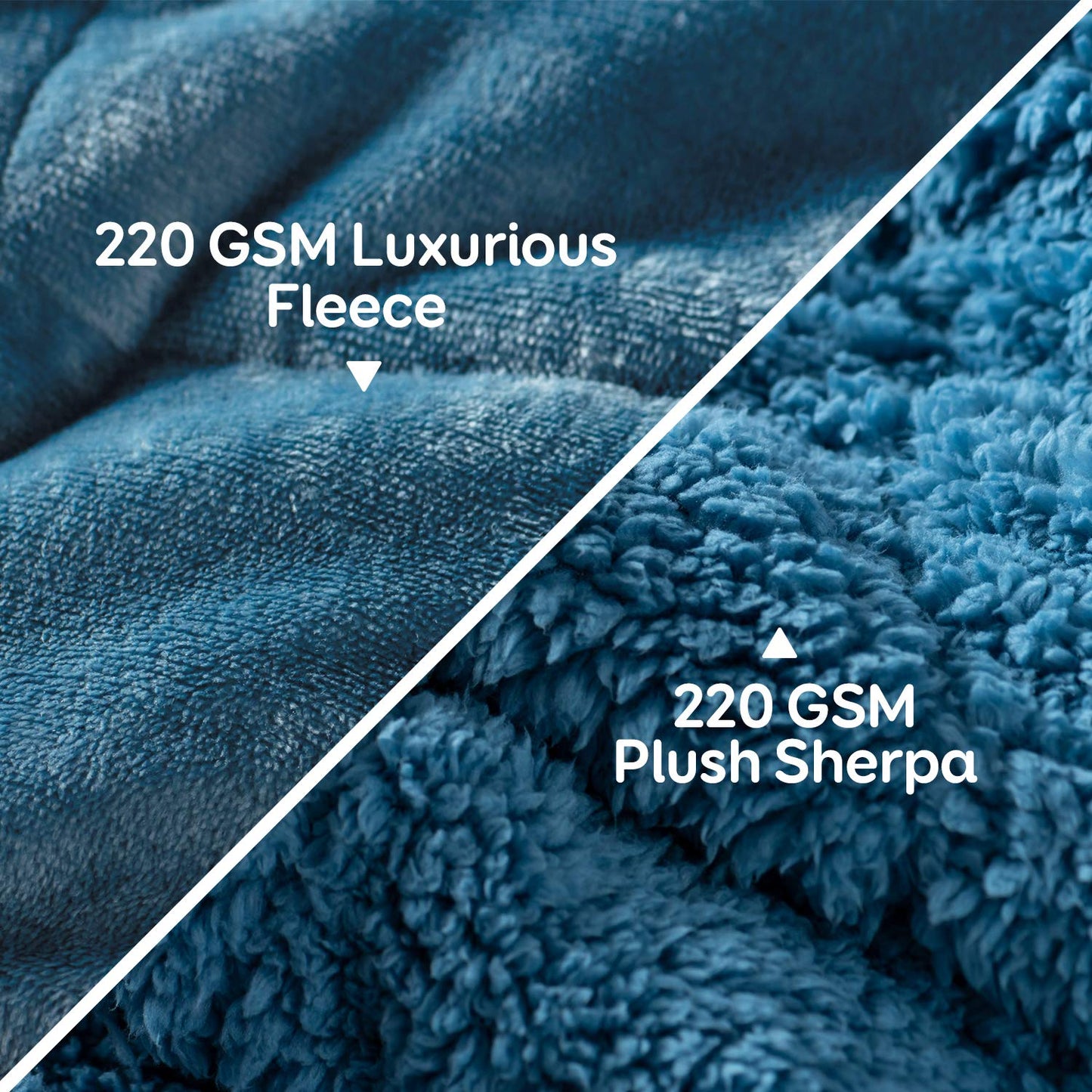 Cottonblue Sherpa Weighted Blanket for Adults Twin Size 15 lbs, Soft Fleece Weighted Throw Blankets 48x72 Inches, Fuzzy Flannel Heavy Blanket Machine Washable for Bed Calming Relaxing, Slate Blue