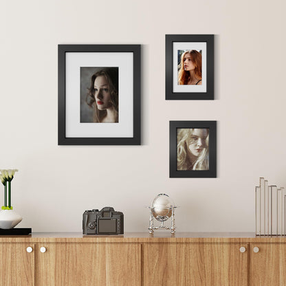 Picrit 8x10 Picture Frame Set of 12, Display 5x7 with Mat or 8x10 without Mat, Photo Frames for Wall Mounting or Table Top Display, Black