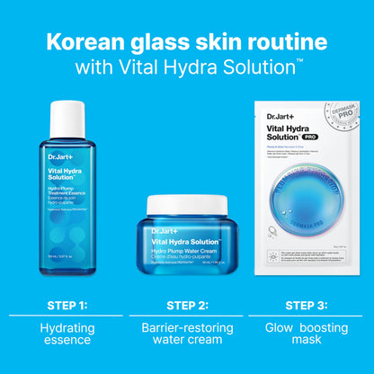 Dr.Jart+ Dermask Vital Hydra Solution Glow Korean Face Mask with Hyaluronic Acid for Glass Skin & Intense Hydration | Sheet Mask | Gifts for Women | Korean Skin Care, 5 Pack