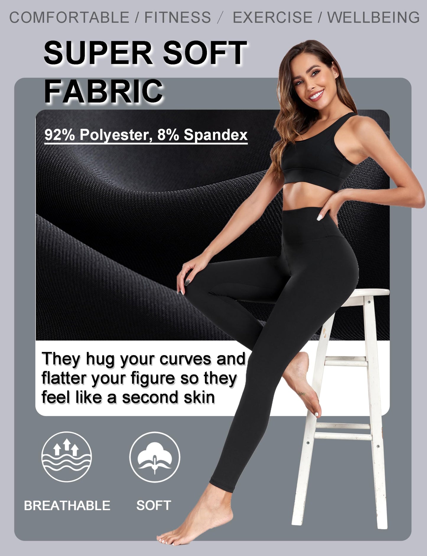 FULLSOFT Buttery Soft Black Leggings for Women - High Waisted Tummy Control No See Through Workout Clothes for Women Yoga Cycling Spandex Tights Butt Lifting Pants Fitness Clothing(Black,S-M)