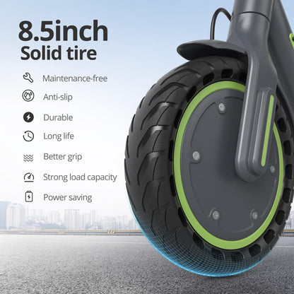 Roinside Electric Scooter for Adults - 8.5" Solid Tires, 350W Motor, Up to 19 MPH and 12 Miles Long-Range Commuting Folding E-Scooter with Dual Braking System and Smart App