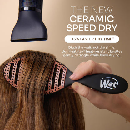 Wet Brush Ceramic Speed Dry Hair Brush, Black - Vented Design & Soft HeatFlex Bristles Are Blow Dry Safe - Ergonomic Handle Manages Tangles - Pain-Free Hair Accessories