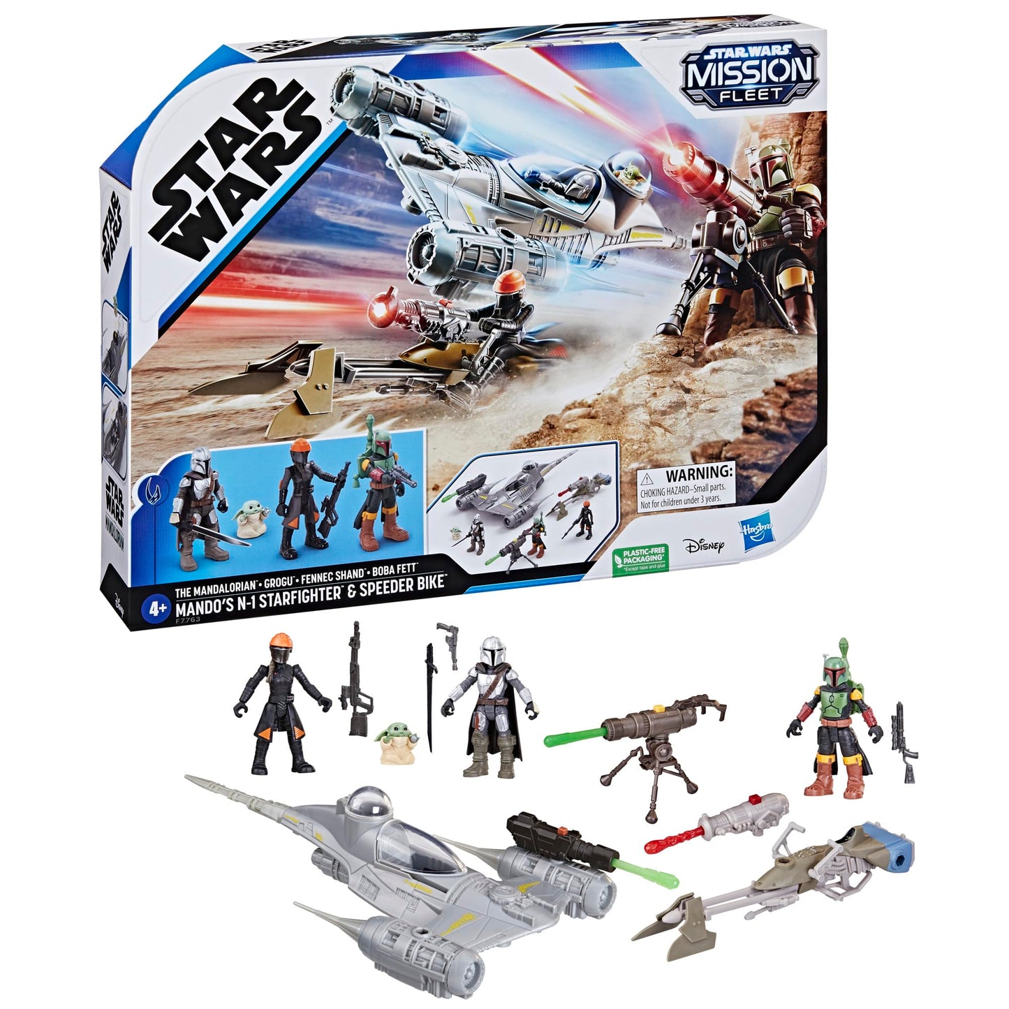 STAR WARS Mission Fleet Mando's N-1 Starfighter, 2.5-Inch Scale Mandalorian Action Figure Set, Toys for 4 Year Old Boys & Girls (Amazon Exclusive)