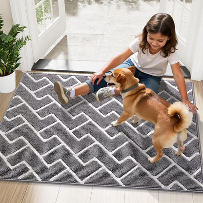 OLANLY Front Door Mat, Non-Slip Rubber Backing, Dirt Resistant and Absorbent, Washable, Easy to Clean Low-Profile Indoor Doormat for Back Door, Entryway, Inside Entrance, 32x20, Grey
