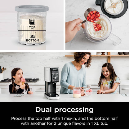 Ninja CREAMi Deluxe Ice Cream & Frozen Treat Maker, Includes (4) Family-Sized 24 oz. Tubs, for Ice Cream, Sorbet, Milkshakes, Frozen Yogurt, & More, 11-in-1, XL Capacity, Silver