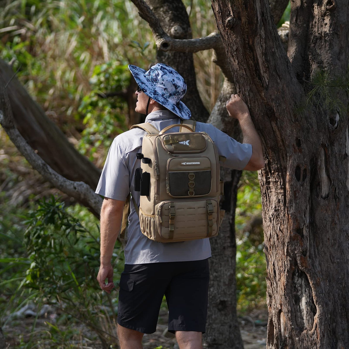 KastKing Karryall Fishing Tackle Backpack with Rod Holders 4 Tackle Boxes,40L Fishing Bag Storage Fishing Gear and Equipment