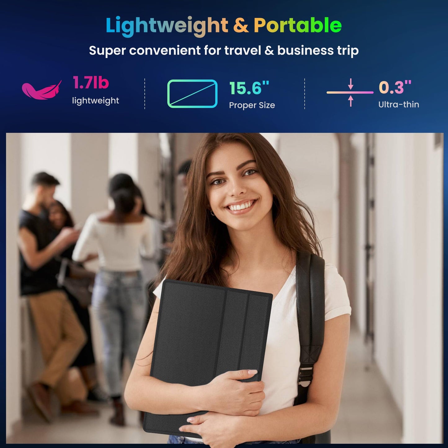 BIGASUO Portable Monitor, 15.6'' 1080P FHD Portable Monitor for Laptop, USB-C HDMI Computer Display HDR, Ultra-Slim IPS Gaming Monitor with Smart Cover for Laptop, PC, Phone, Mac, Xbox, PS4/5, Switch