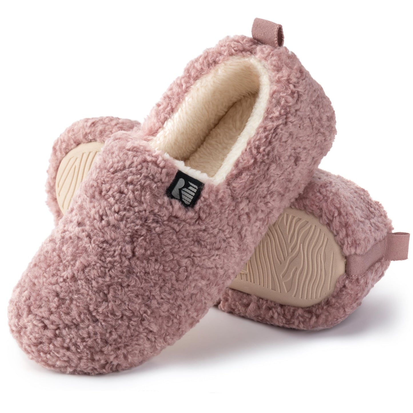 RockDove Women's Faux Shearling Closed Back Slipper with Memory Foam, Size 8 US Women, Cameo Pink