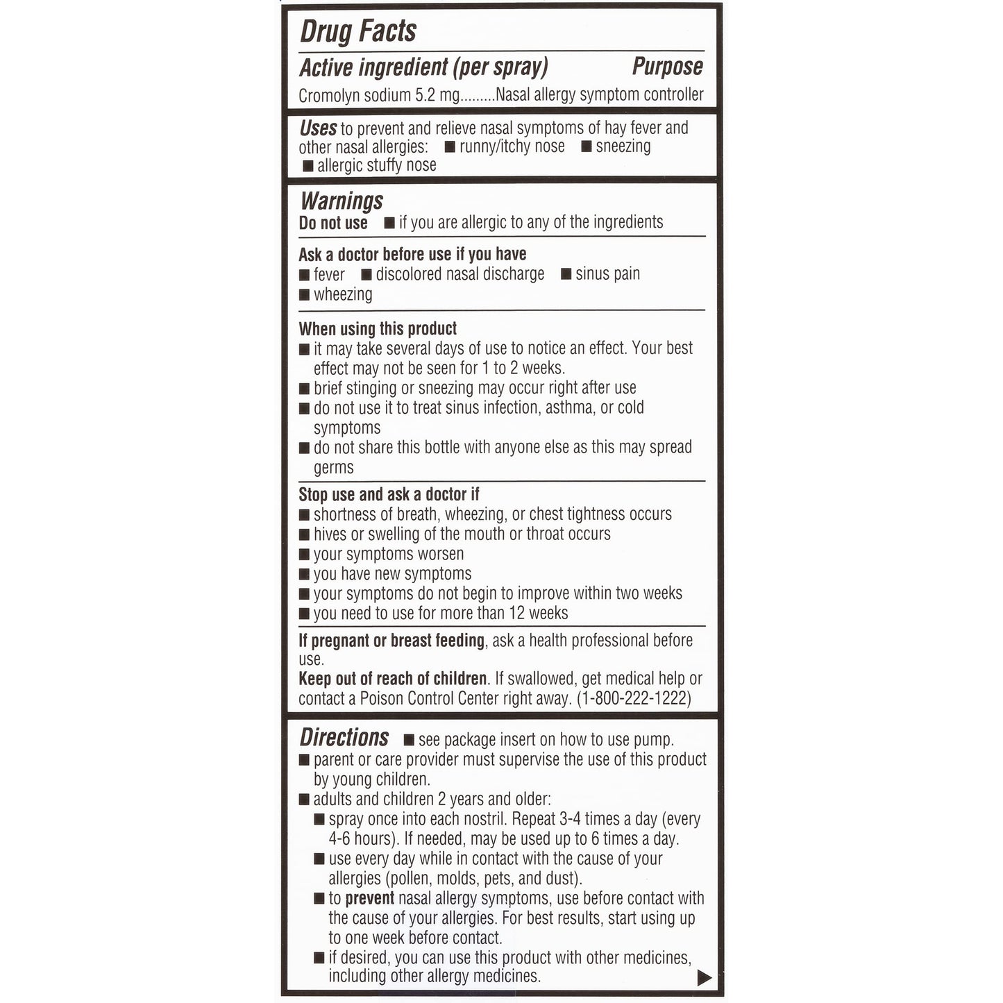 NasalCrom Nasal Spray Allergy Symptom Controller | 200 Sprays | .88 FL OZ (2 Pack)