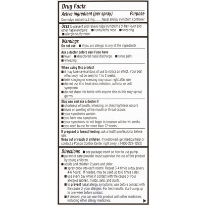 NasalCrom Nasal Spray Allergy Symptom Controller | 200 Sprays | .88 FL OZ (2 Pack)