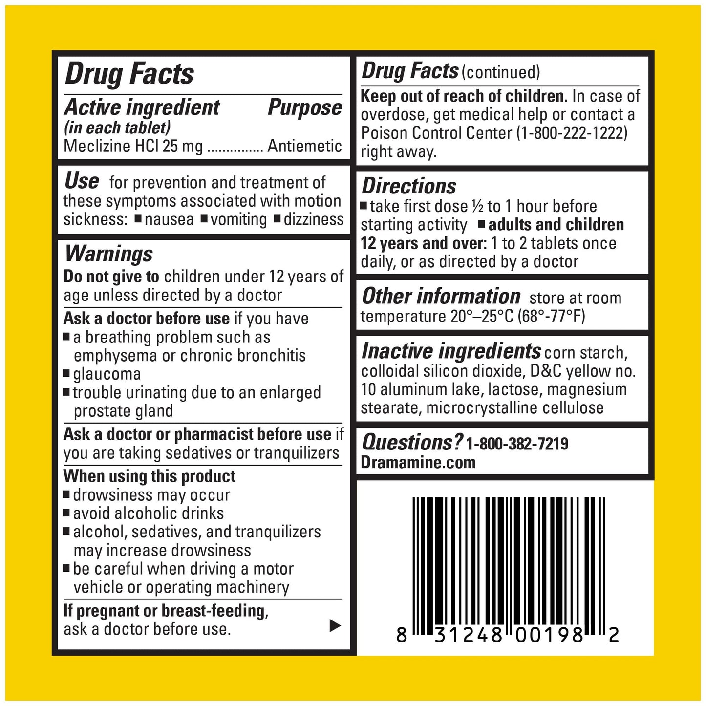 Dramamine Motion Sickness Variety Pack (1- Original Formula 12 Count, 1- All Day Less Drowsy 8 Count)