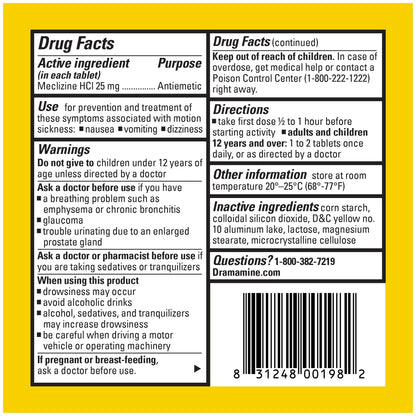 Dramamine Motion Sickness Variety Pack (1- Original Formula 12 Count, 1- All Day Less Drowsy 8 Count)