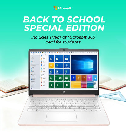 HP 14″Rose Gold Lightweight Laptop, with Office 365 & Copilot AI, Intel Processor, 4GB RAM Memory, 64GB SSD + 1TB Cloud Storage