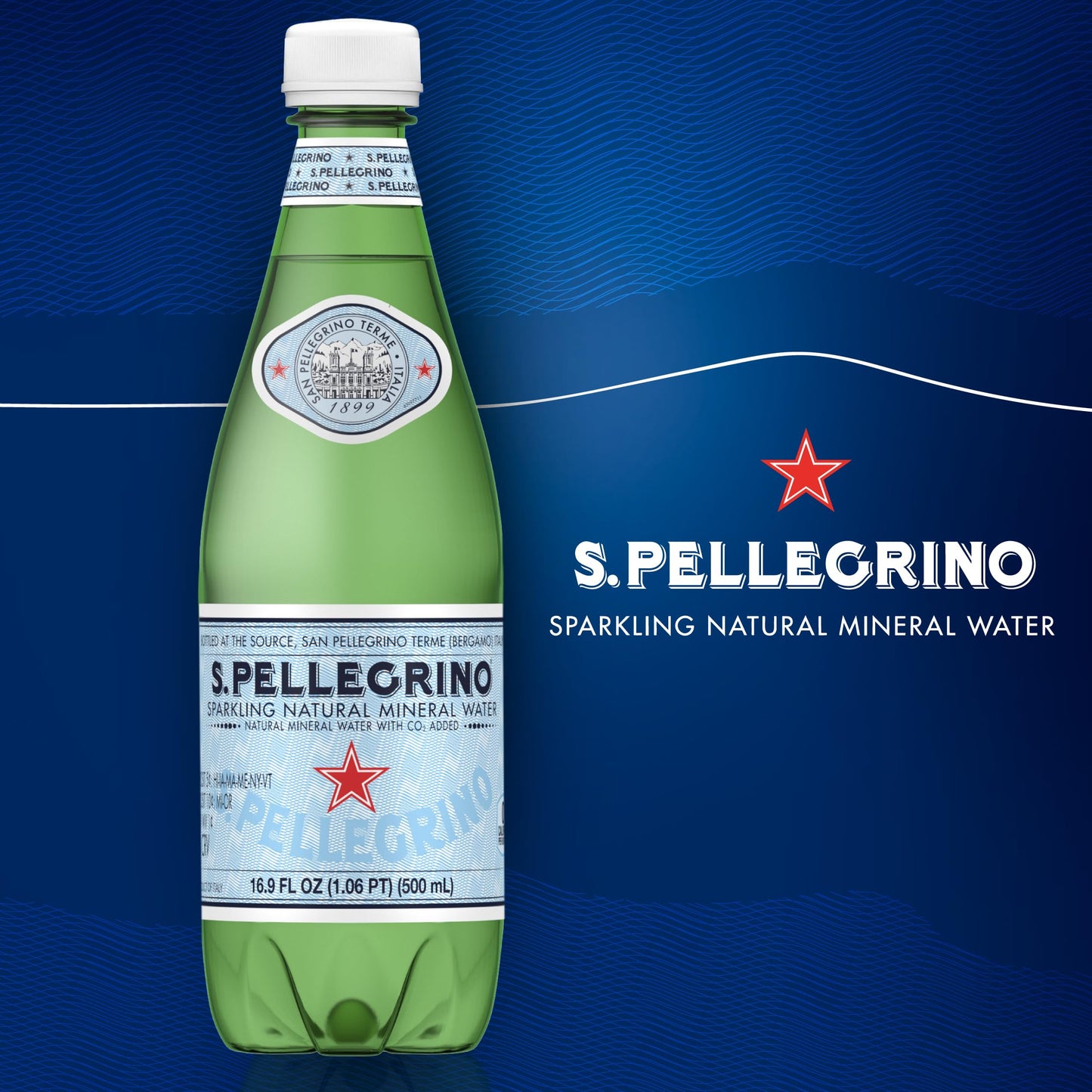 S.Pellegrino Sparkling Natural Mineral Water, Plastic Bottles, 16.9 Fl Oz (Pack of 12)