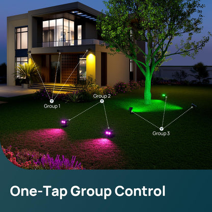 Linkind Smart Solar Spotlight SL5C, Color Changing Landscape Lighting, APP/Voice Control Solar Lights Outdoor, IP67 Waterproof Spot Lights Outdoor for Yard, Garden, Pathway(2 Pack)