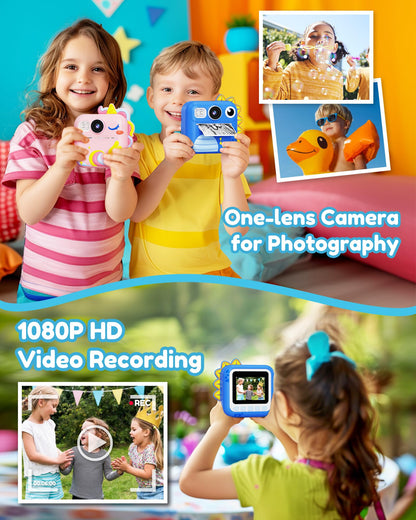 KOKODI Kids Camera Instant Print, Toddler Cameras Christmas Birthday Gifts for Boys Age 3-12, Digital Video Instant Print Camera for Kids, Toys for Ages 5-7 (Blue)