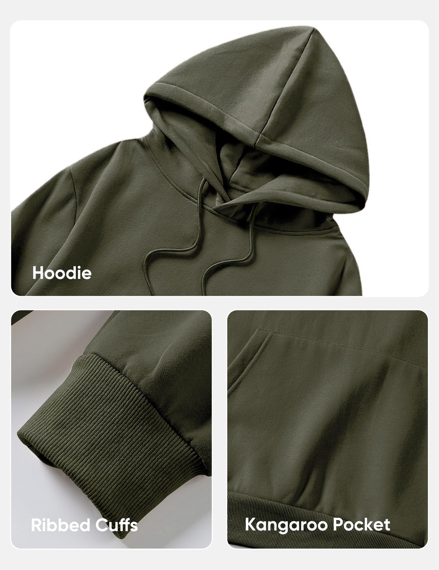 JMIERR Fall Sweatshirts for Mens Comfy Simple Plain Drawstring Hoodies Collar Fleece Long Sleeve with Pockets Hooded Pullovers Casual Loose Fit Shirts Cotton Sweater, US43(L), Green
