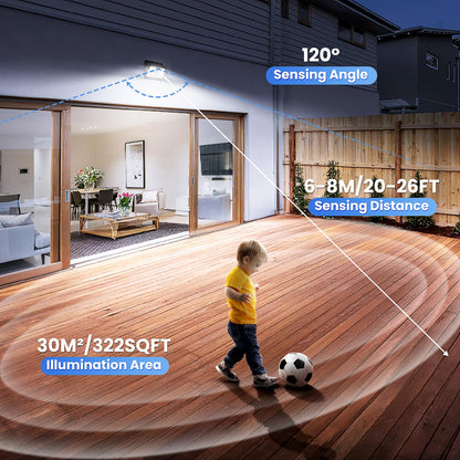 [6 Packs] Solar Motion Sensor Outdoor Lights, Super Bright Solar Lights Outdoor Waterproof, 3 Lighting Modes Security Wall Light for Outside Walking Dog Fence Backyard Deck Garden Door Step Garage