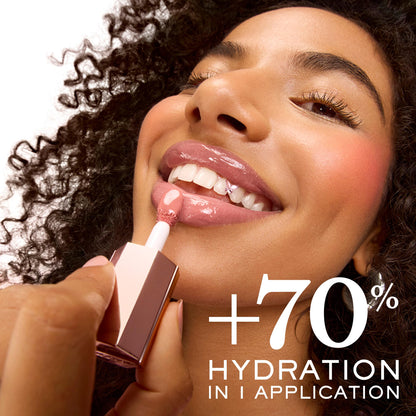 Lancôme Lip Idôle JuicyTreat Oil-in-Gloss -24HR Hydrating Gloss with Squalane for Instant Shine - 10 PINK ÔH LA LA