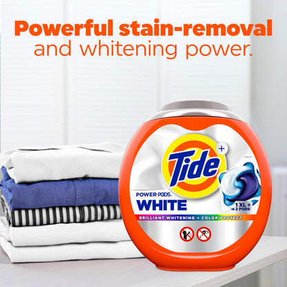 Tide Power PODS Plus Ultra OXI White and Bright Laundry Detergent, Advanced Stain Removal and Whitening Power, 63 Count