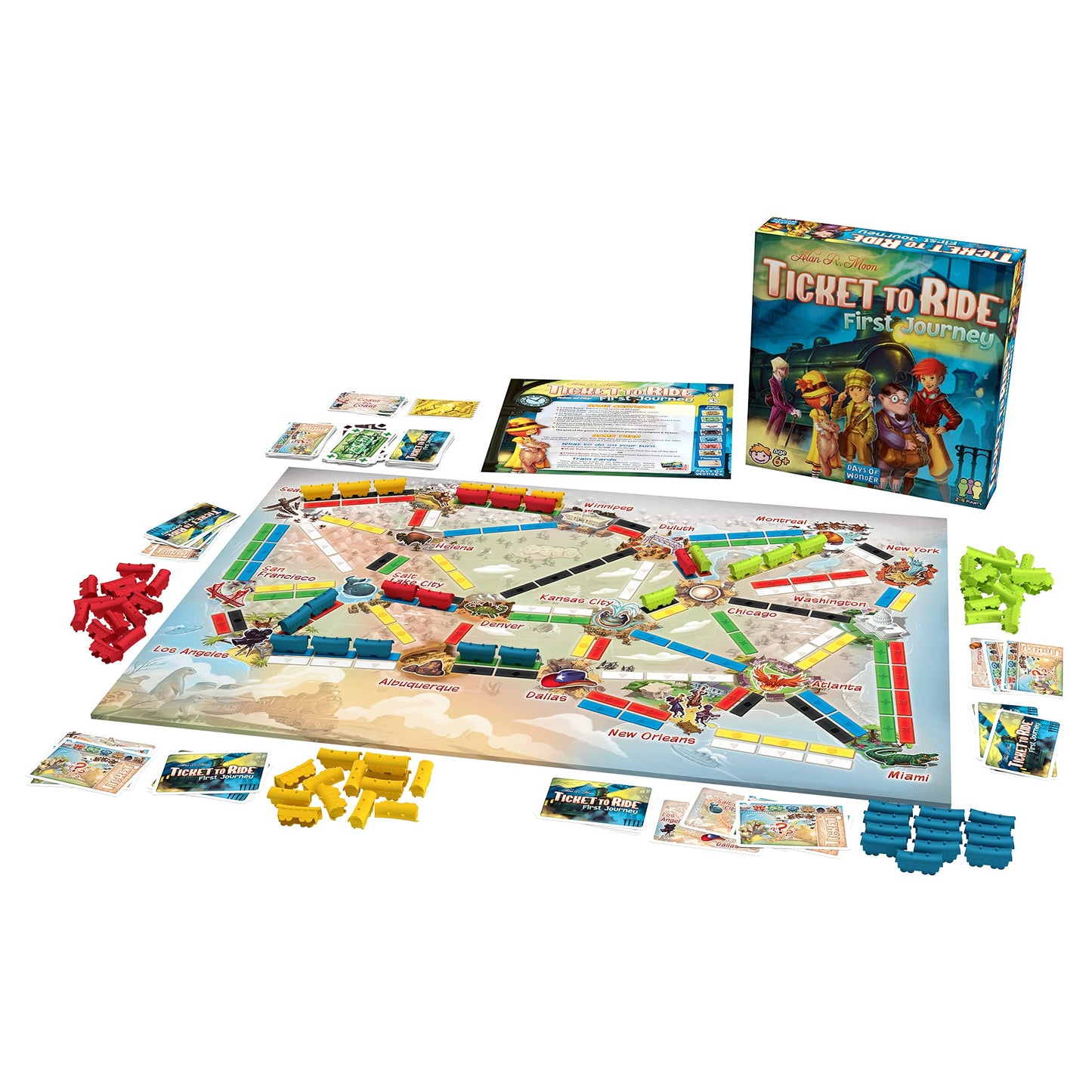 Asmodee Ticket to Ride First Journey Board Game - Fun and Easy for Young Explorers! Train Strategy Game, Family Game for Kids & Adults, Ages 6+, 2-4 Players, 15-30 Min Playtime