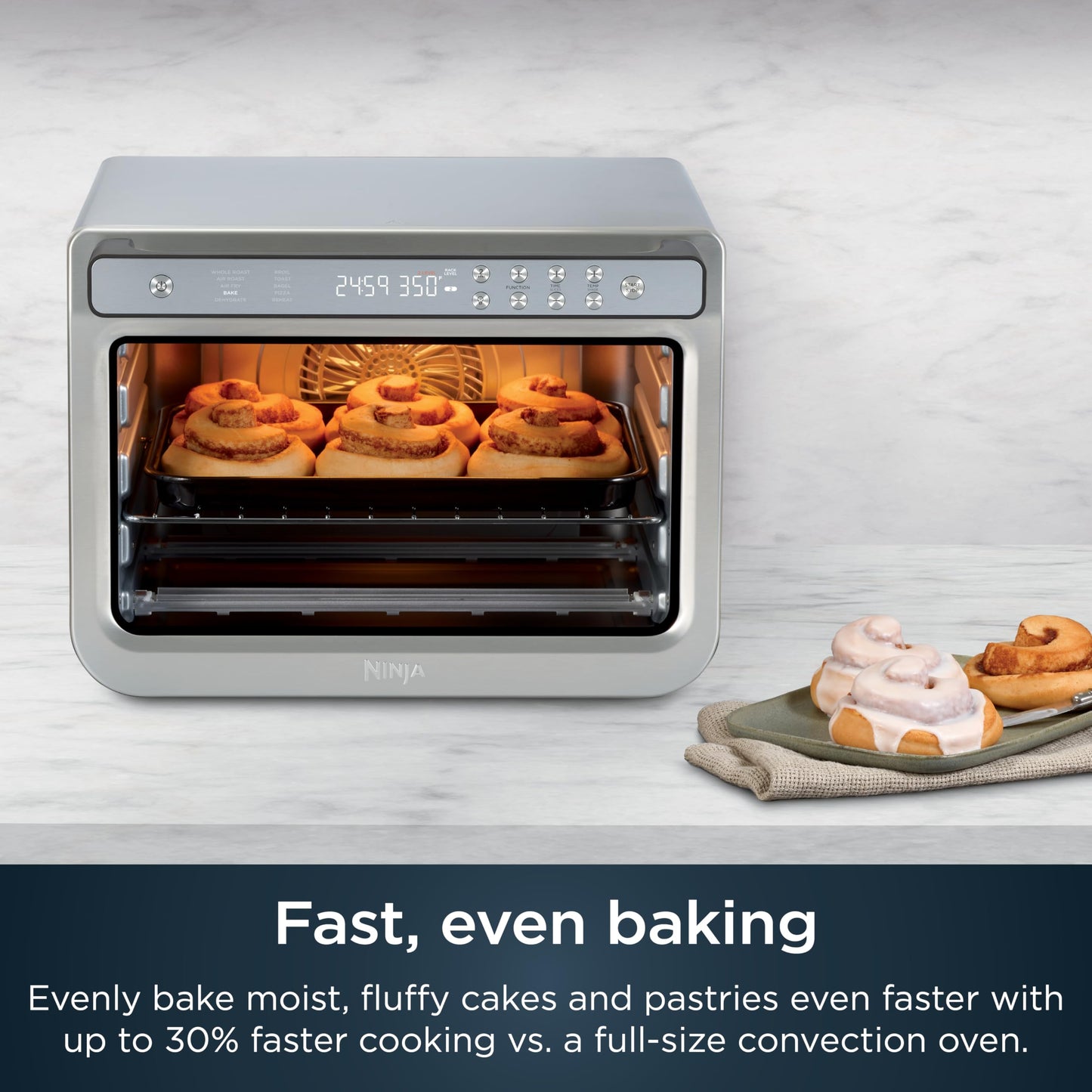 Ninja Air Fryer & Toaster Oven | Prestige Smart XL Countertop Oven | Bakes up to 20 Cookies, Fits up to a 12lb Turkey | Pizza, Toast, Bake, Air Fry & Reheat | 1800 Watts | Stainless Steel | DT501