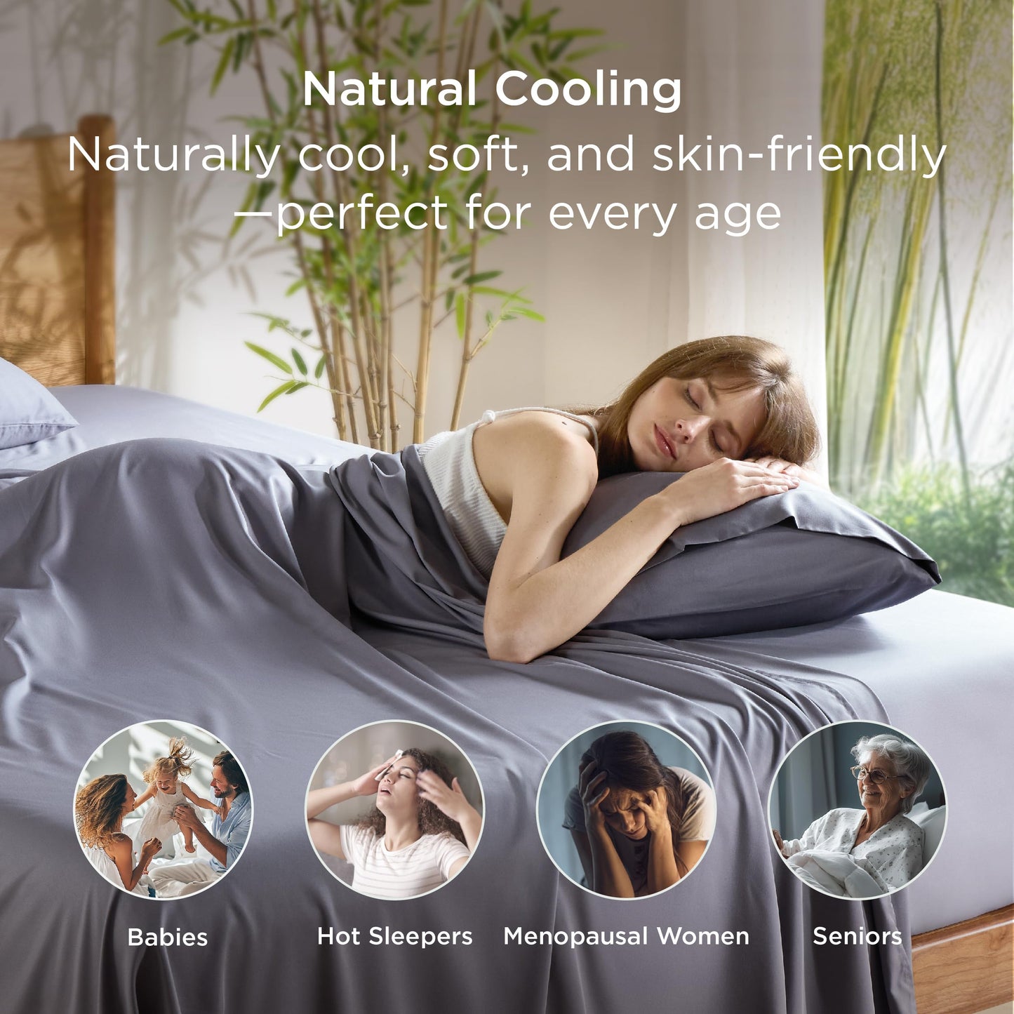 Bedsure Cooling Pillow Cases Queen Size Set of 2, Rayon Derived from Bamboo Cooling Pillowcases for Hot Sleepers, Cool Pillow Covers with Envelope Closure, Gifts for Women Men, Dark Grey, 20x30 Inches