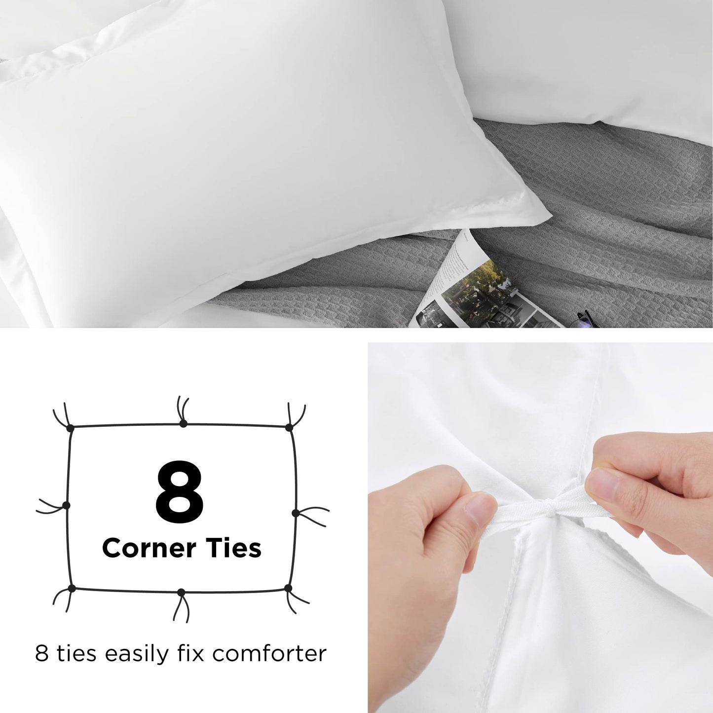 Bedsure White Duvet Cover Queen Size - Soft Double Brushed Duvet Cover for Kids with Zipper Closure, 3 Pieces, Includes 1 Duvet Cover (90"x90") & 2 Pillow Shams, NO Comforter