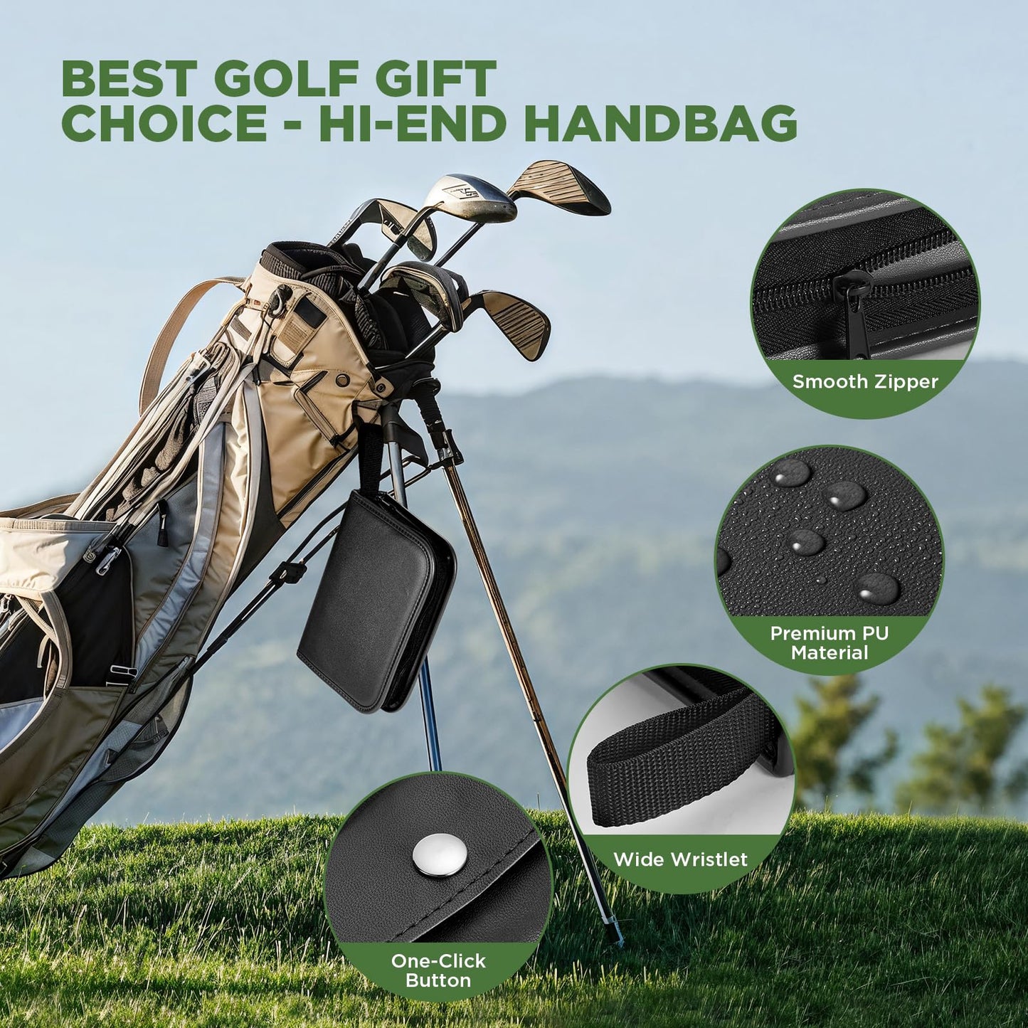 SANLINZOM Golf Accessories for Men and Women for Golfers, Accessories Set in Hi-End PU Case with Golf Balls, HD Rangefinder, Golf Tees, Cleaning Brush, Divot Knife, Scorer, Golf Ball Clamp (Black)