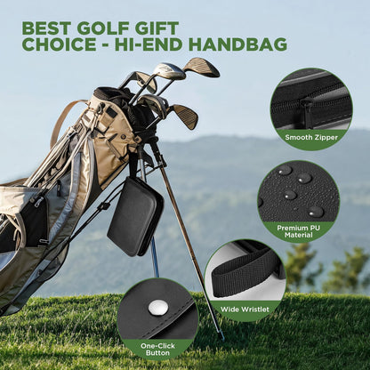 SANLINZOM Golf Accessories for Men and Women for Golfers, Accessories Set in Hi-End PU Case with Golf Balls, HD Rangefinder, Golf Tees, Cleaning Brush, Divot Knife, Scorer, Golf Ball Clamp (Black)