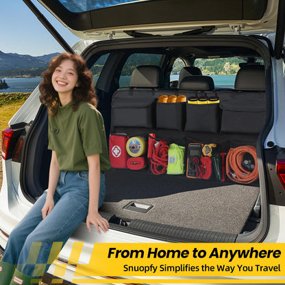 Snuopfy Car Trunk Organizer, Backseat Hanging Organizer with 8 Large Storage Bag Super Capacity -Trunk Organizer for SUV,Truck,Van -Your Space Saving Expert