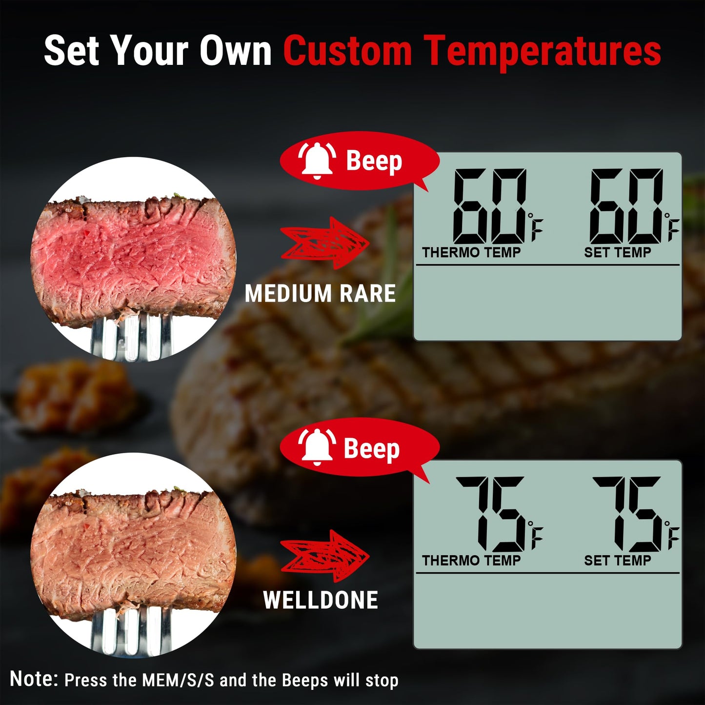 ThermoPro TP16 Large LCD Digital Cooking Food Meat Thermometer for Smoker Oven Kitchen BBQ Grill Thermometer Clock Timer with Stainless Steel Temperature Probe