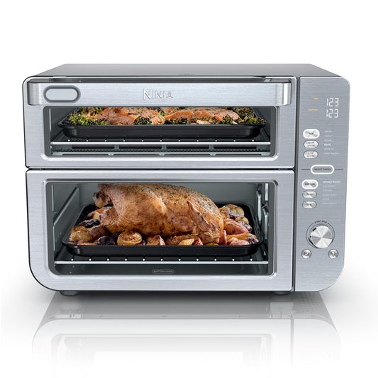 Ninja Air Fryer & Toaster Oven | Double Stack XL | Countertop Oven | 12-in-1 Fits 4.5lb Chicken & 6lbs of Wings | SmartFinish Cook 2 Different Meals at the Same Time | Stainless Steel | DCT601