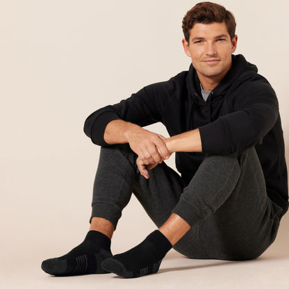 Amazon Essentials Men's Athletic Ankle Socks, Breathable, Cotton Blend, Cushioned, 6 Pairs, Black, 8-12