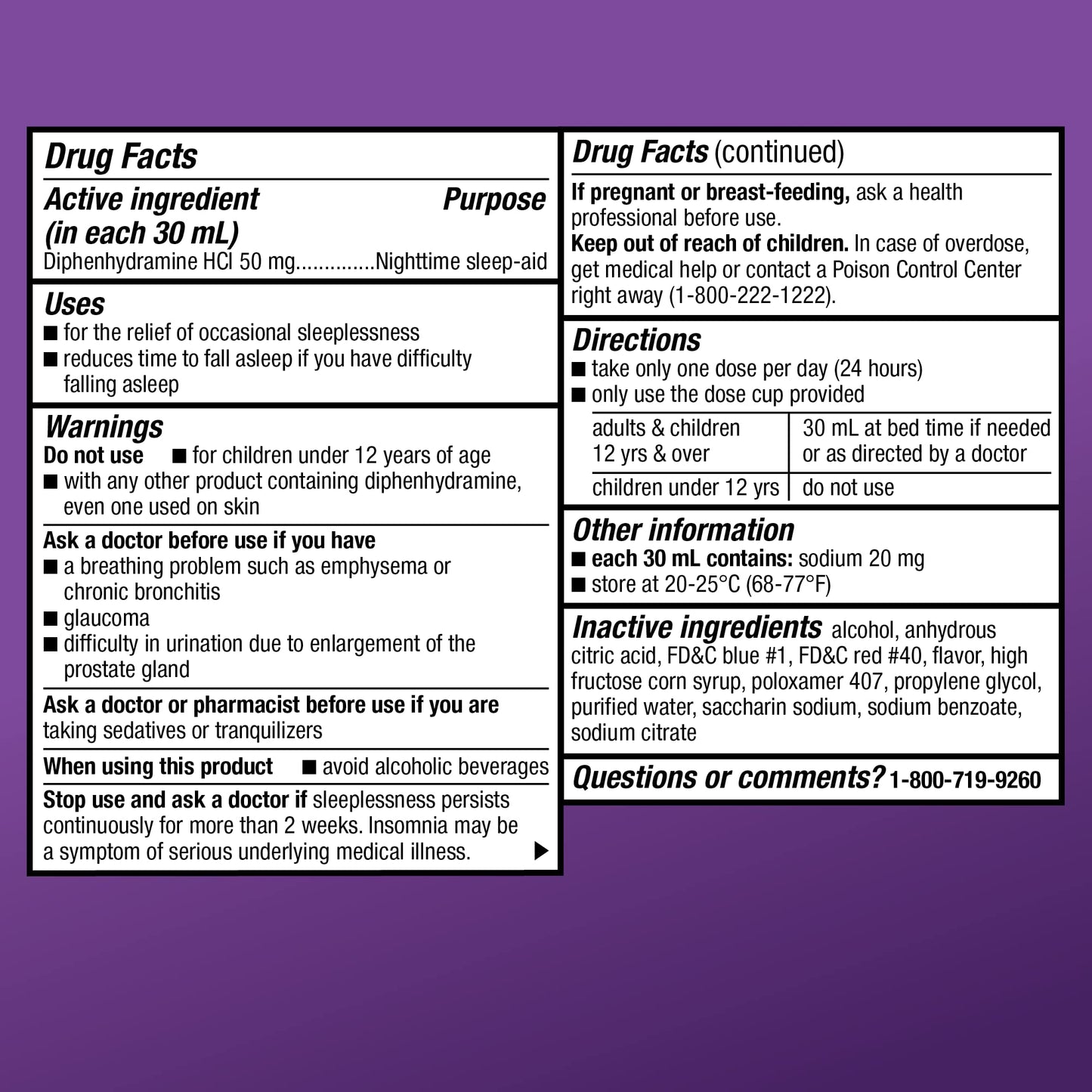 Amazon Basic Care Night Time Sleep-Aid Liquid for Adults, Diphenhydramine HCl 50 mg, Mixed Berry Flavor, Packaging May Vary, 12 fl oz (Pack of 1)