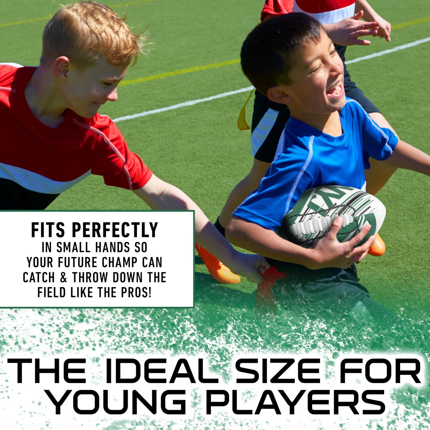 Franklin Sports NFL New York Jets Football - Youth Mini Football - 8.5" Junior Size Ball - SPACELACE Easy Grip Texture- Perfect for Kids
