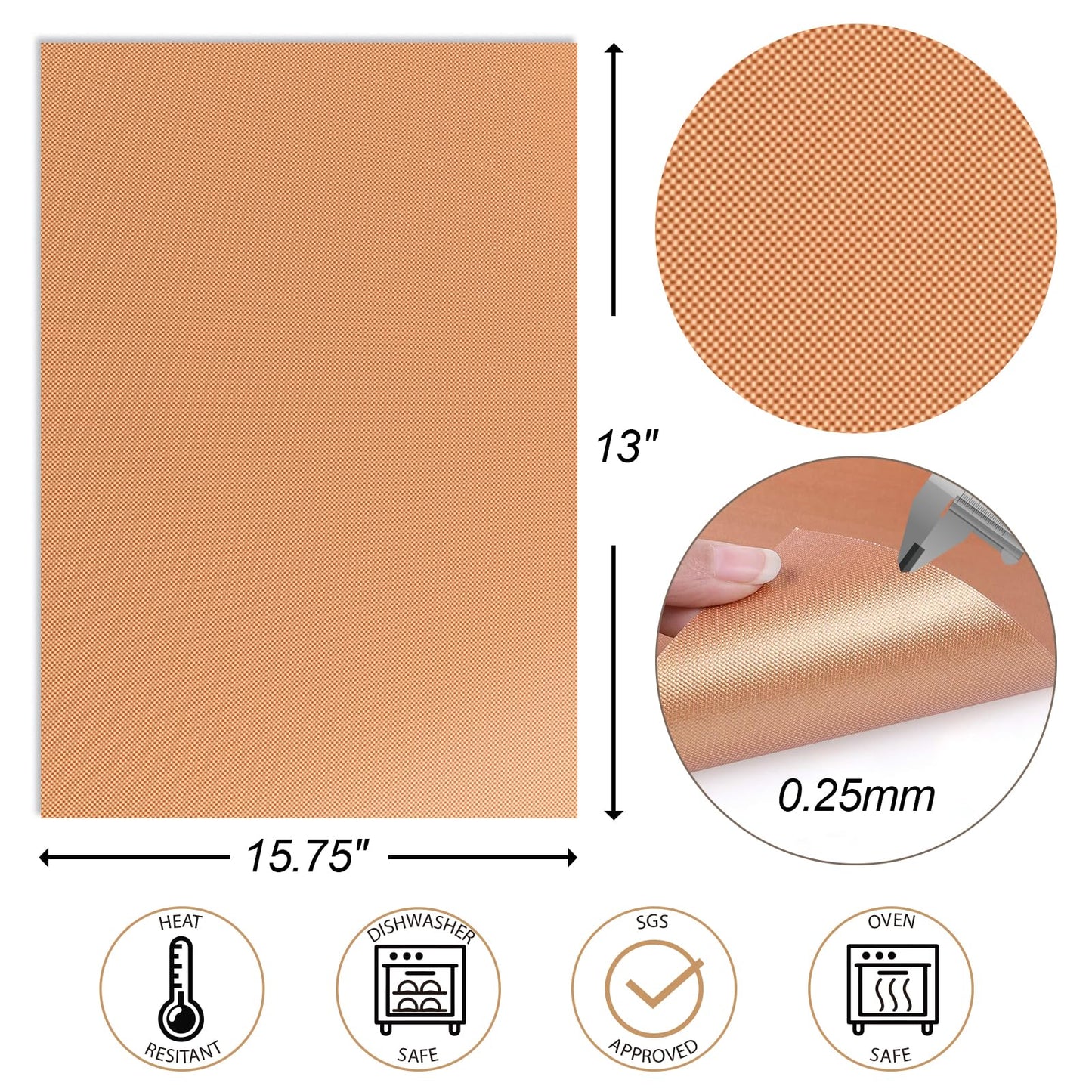 UBeesize Copper Grill Mats for Outdoor Grill – 6 Pack Heavy-Duty, Non-Stick BBQ Grilling Mat & Baking Mats, Reusable, Easy-Clean for Gas, Charcoal, Electric Grills (15.75 x 13 Inch)