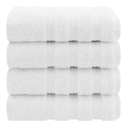 American Soft Linen Luxury Hand Towels for Bathroom, 100% Cotton Turkish 4 Piece Hand Towel Set, 600 GSM Hand Face Towels for Kitchen, White Hand Towels