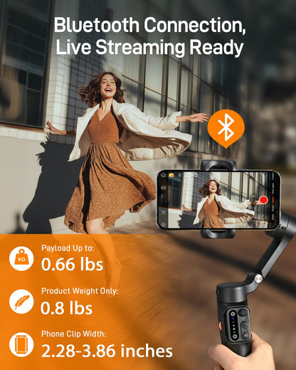 hohem iSteady X3 SE Gimbal Stabilizer for iPhone, Phone Stabilizer with Detachable Remote Control, Portable Foldable 3-Axis Phone Gimbal for Android & iPhone 16 15 Pro Max, Ideal for Travel Vlogging
