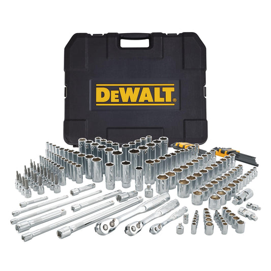 DEWALT 192 Pcs. Mechanics Tool Set, 1/2, 1/4, 3/8 Socket Set, SAE and Metric Socket Wrench Set, Hard Shell Tool Box (DWMT75049)