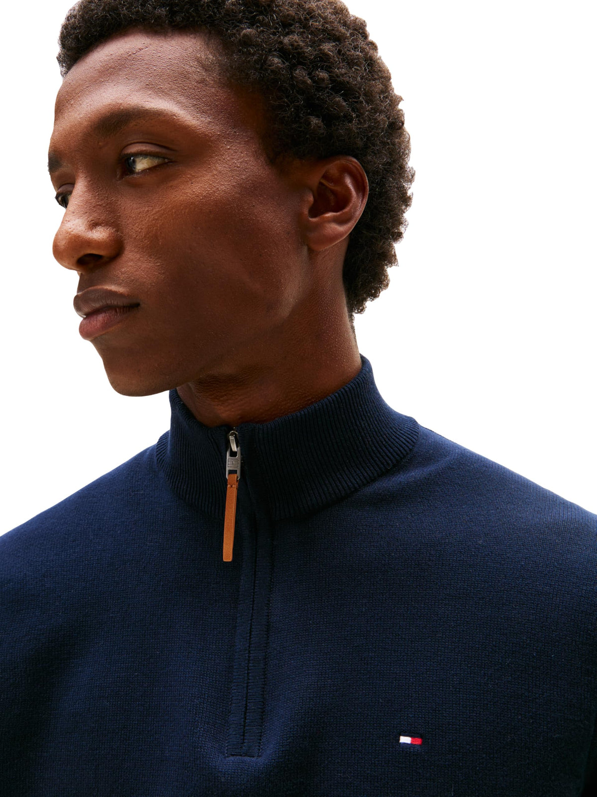 Tommy Hilfiger Mens Long Sleeve Cotton Quarter Zip Pullover Sweater, Classic Navy, Medium US