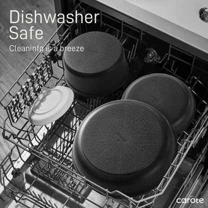 CAROTE 23pcs Pots and Pans Set Non Stick, Cookware Sets, Kitchen Set, Oven/Dishwasher/Fridge Safe, Space Saving Pots Set, Nonstick Set with Versatile Detachable Handle, Induction RV Set, Black