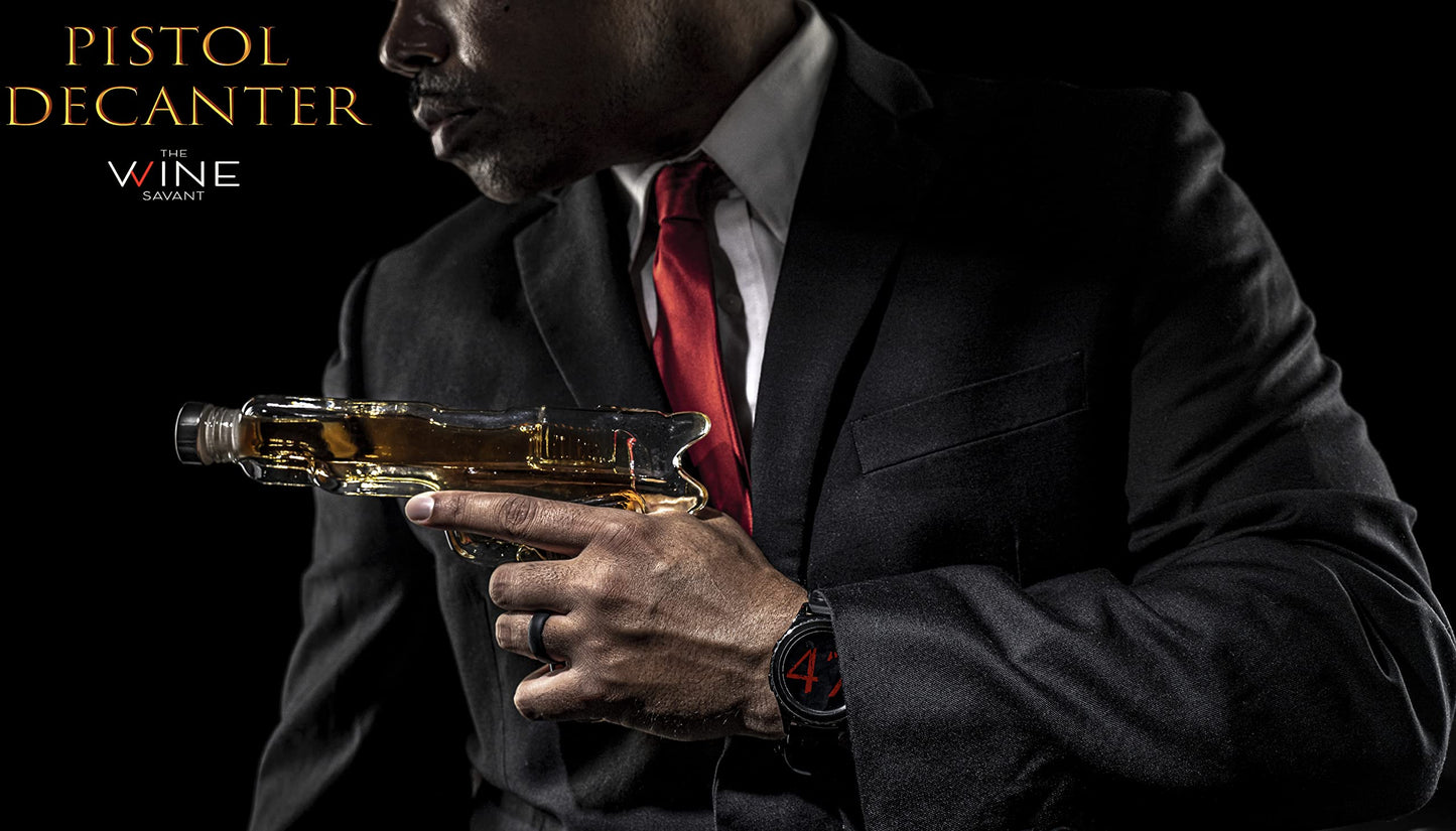 Gifts for Men Dad, 10.1 Oz Whiskey Gun Decanter Set + 2 Bullet Glasses - Unique Birthday Pistol Gift Ideas Daughter Son, Personalized Liquor Dispenser - Scotch Bourbon Vodka, Him, Brother Husband