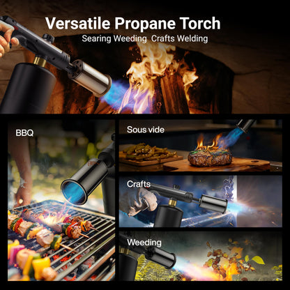 ThermoMaven Propane Torch with One-Touch Max Fire, Cooking Blow Torch Gun with a Safety Lock, Charcoal Lighter, Flame Thrower, Kitchen Food Torch Head for Grill, Sous Vide, BBQ (Tank Not Included)