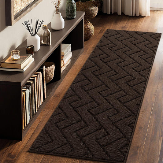 hicorfe Indoor Doormat,Front Back Door Mat Rubber Backing Non Slip Door Mats 20"x59" Absorbent Resist Dirt Entrance Doormat Inside Floor Mats for Entryway Washable Low-Profile(Coffee)