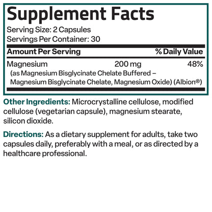 Bronson Magnesium Glycinate 200 MG per Serving Chelated for High Absorption, Gentle On Stomach, Non-GMO, 60 Vegetarian Capsules