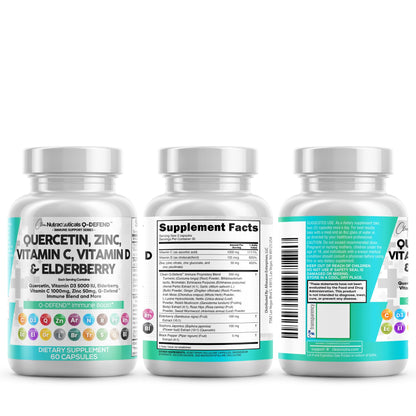 Clean Nutraceuticals Quercetin Zinc Vitamin C Vitamin D Bromelain Elderberry - Lung Immune Support Supplement Adults with Artemisinin, Sea Moss, Echinacea, Allergy Relief