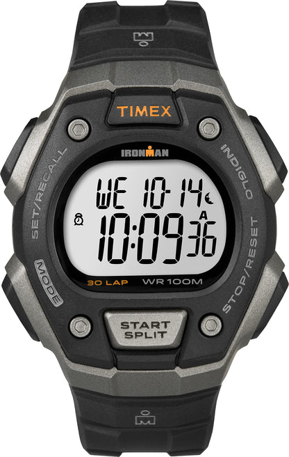 Timex Men's Ironman Triathlon Classic 30 38mm Watch – Gray & Black Case with Black Resin Strap