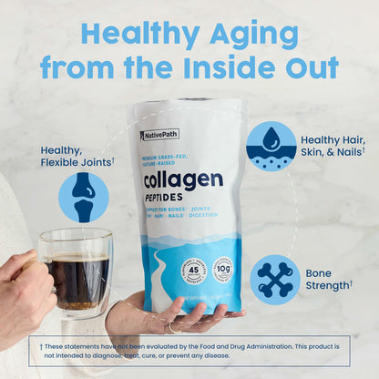 NativePath Collagen Peptides Protein - Hydrolyzed Type 1 & 3 Collagen Powder for Skin, Hair, Nails - 15.9 oz (45 Servings)