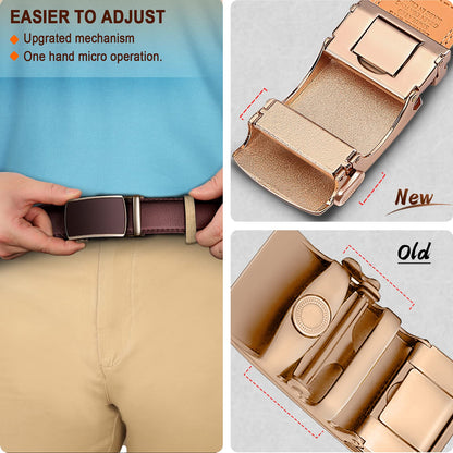 BULLIANT Men's Belt, Slide Ratchet Belt For Gift Men Dress Pant Shirt Oxfords,Trim To Fit(Light Brown,30"-36" Waist Adjustable)